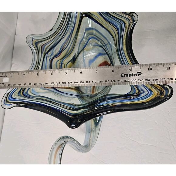 Vintage Large Hand Blown Glass Multi-Colored Swan Bowl Centerpiece 12" - Picture 8 of 8